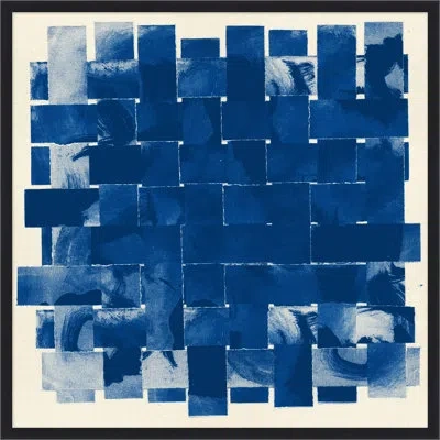 Wendover Art Group Cobalt Patchwork By Thom Filicia - Shadow Box Graphic Art In Blue;beige