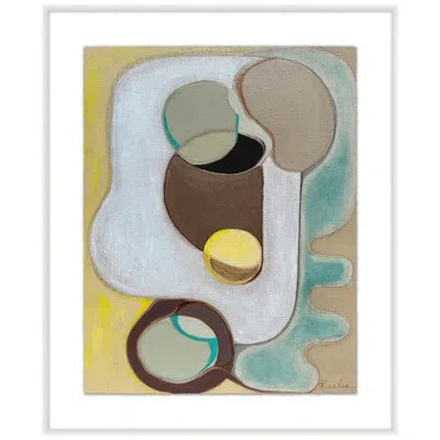 Wendover Art Group Colliding Shapes 1 By Christopher Kennedy - Picture Frame Painting On Paper In Brown;white;beige;yellow