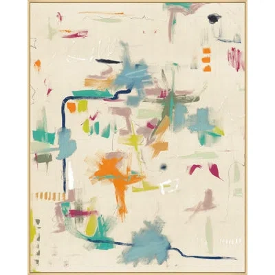 Wendover Art Group Colored Intentions By Mat Sanders - Floater Frame Print On Canvas In Blue,beige,orange,pink