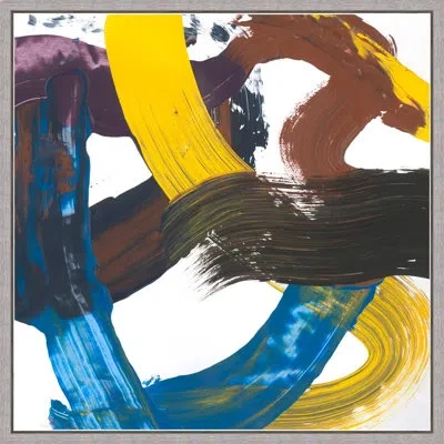 Wendover Art Group Colorful Expressions 4 By Thom Filicia - Floater Frame Painting On Canvas In Blue;brown;yellow