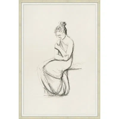Wendover Art Group Contemplating Figure 1 - Picture Frame Drawing On Paper In Gray;beige