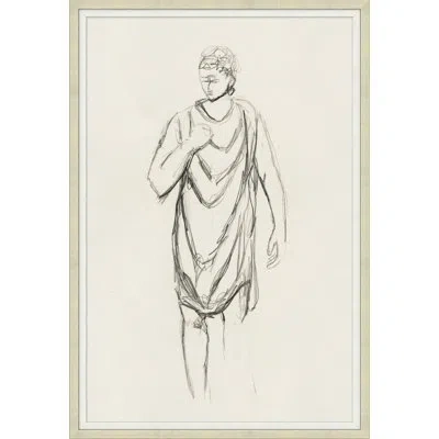 Wendover Art Group 'contemplating Figure 2' - Picture Frame Drawing Print On Paper In Gray;beige