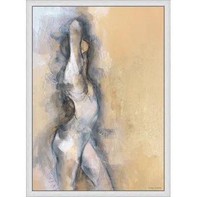 Wendover Art Group Contemporary Gallery - Nude 2 By Lillian August - Floater Frame Painting On Canvas In Gray;tan