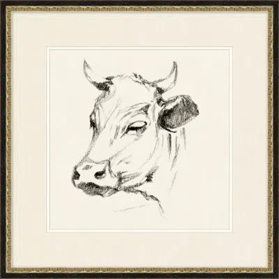 Wendover Art Group Country Cow Sketches 3 - Picture Frame Drawing Print On Paper In Gray