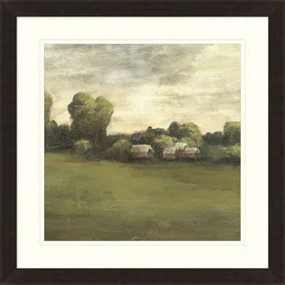 Wendover Art Group Country Meadow 1 - Picture Frame Painting On Paper In White;green;gray