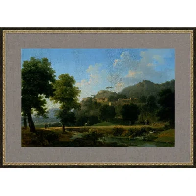Wendover Art Group Countryside Village 2 - Picture Frame Painting On Paper In Blue;white;green