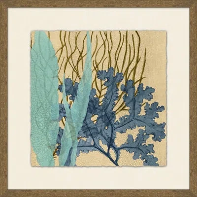 Wendover Art Group Crackled Layered Seagrass 2 - Picture Frame Painting On Paper In Blue;green