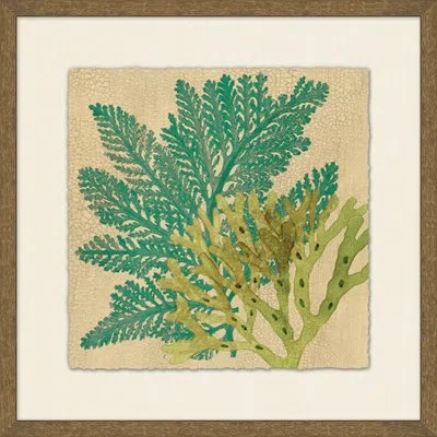 Wendover Art Group Crackled Layered Seagrass 4 - Picture Frame Painting On Paper In Green;beige