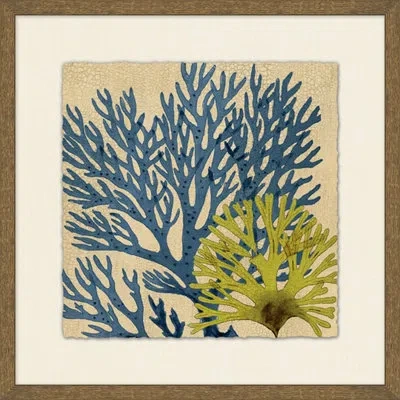 Wendover Art Group Crackled Layered Seagrass 5 - Picture Frame Painting On Paper In Blue;green