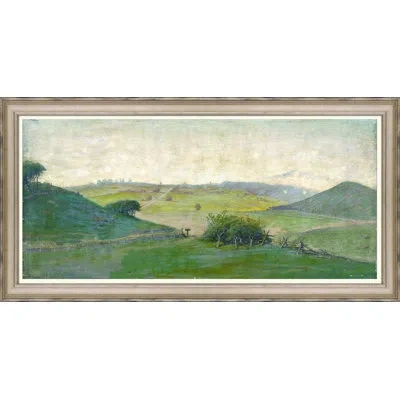 Wendover Art Group Crackled Scenic Panorama I - Picture Frame Painting On Paper In Blue;green;beige