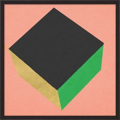 Wendover Art Group Cube With Gold 4 By Christopher Kennedy - Picture Frame Graphic Art On Paper In Black;green;orange