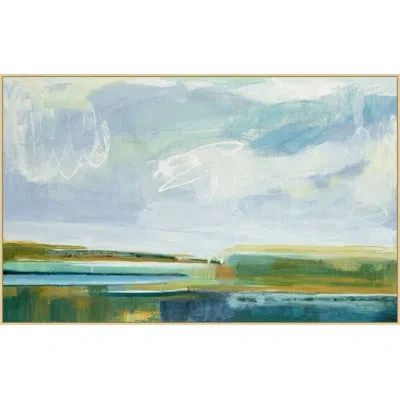 Wendover Art Group Dancing Horizon - Floater Frame Print On Canvas In Blue,green,white