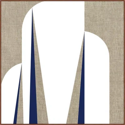 Wendover Art Group Deco Texture 3 By Christopher Kennedy - Floater Frame Graphic Art On Canvas In White;navy;light Brown