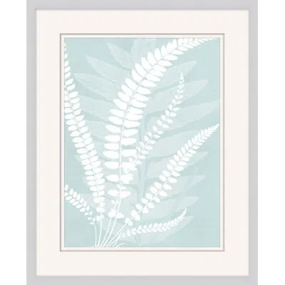 Wendover Art Group Delicate Fern Assimilation 2 - Picture Frame Painting On Paper In Blue;white