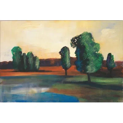 Wendover Art Group 'demure Countryside I' Wrapped Canvas Painting In Blue;green;beige;orange