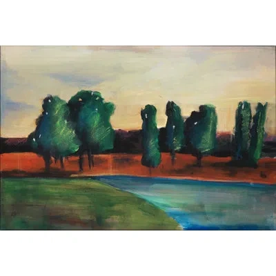 Wendover Art Group 'demure Countryside Ii' Wrapped Canvas Painting In Blue;green;beige;orange