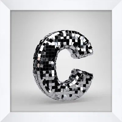Wendover Art Group " Disco Letter C " In Black,white,gray