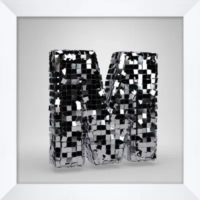 Wendover Art Group Disco Letter M In Black,white,silver