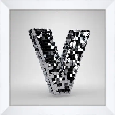 Wendover Art Group Disco Letter V In Black,white,silver