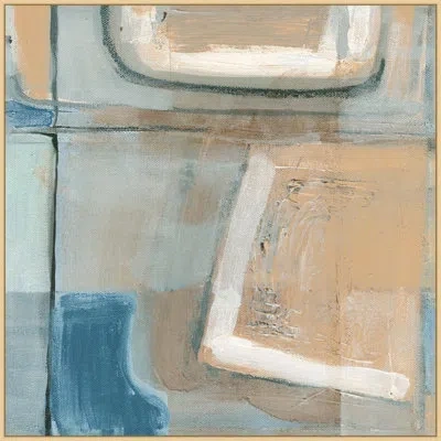 Wendover Art Group Distressed Shapes 2 By Lillian August - Floater Frame Painting  On Canvas In Blue;brown;white;beige