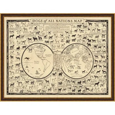 Wendover Art Group Dogs Of All Nations Map - Picture Frame Graphic Art On Paper In Black;beige