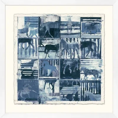 Wendover Art Group Du Bleu Partout - Picture Frame Painting On Paper In Blue