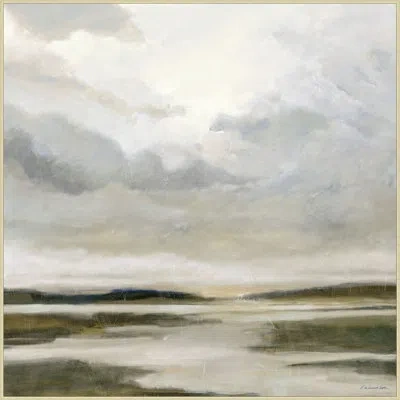 Wendover Art Group Dusk Tides - Floater Frame Print On Canvas In Beige,blue,ivory,gray