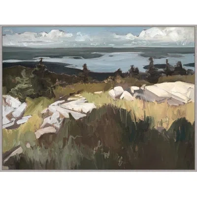Wendover Art Group Earth Meets Sea In Blue,brown,gray,ivory