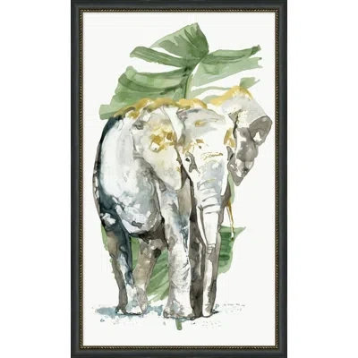 Wendover Art Group Elephant And Palms By - Picture Frame Painting In White;green;beige;yellow