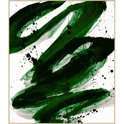 Wendover Art Group Emerald Abstract By Christopher Kennedy - Floater Frame Painting On Canvas In White;green