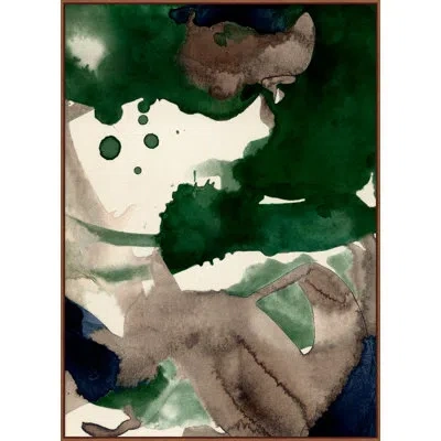 Wendover Art Group Emerald Falls 1 By Christopher Kennedy - Floater Frame Painting On Canvas In Brown;green;tan