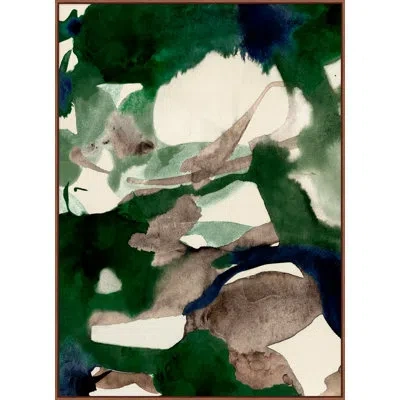 Wendover Art Group Emerald Falls 2 By Christopher Kennedy - Floater Frame Painting On Canvas In Brown;green;tan