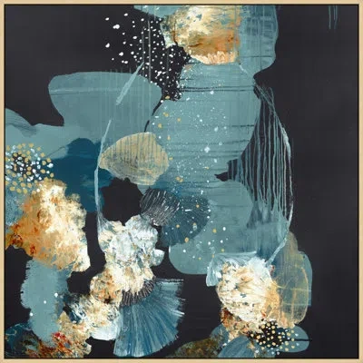 Wendover Art Group Emerging Spring 2 - Floater Frame Print On Canvas In Blue,white,yellow,black