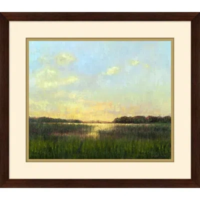 Wendover Art Group Evening Marsh - Picture Frame Painting On Paper In Blue;green;yellow