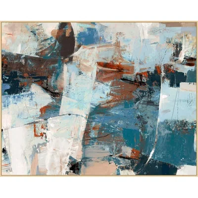 Wendover Art Group Evolving By Christopher Kennedy - Floater Frame Painting On Canvas In Black;brown;beige;turquoise
