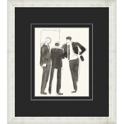 Wendover Art Group Executive Colloquy 2 - Picture Frame Painting On Paper In Black;white;gray