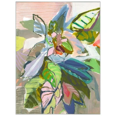 Wendover Art Group Expressive Foliage 2 - Floater Frame Print On Canvas In Blue,green,pink,brown