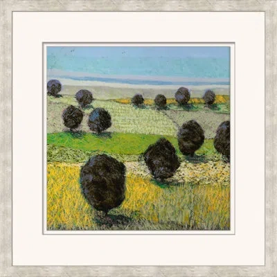 Wendover Art Group Faraway Field B - Picture Frame Painting On Paper In Black;green