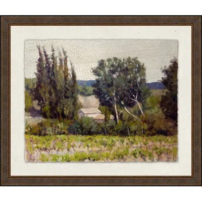 Wendover Art Group Farm In Provence - Picture Frame Painting On Paper In Green;ivory