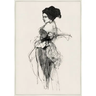Wendover Art Group Femme Renoir 2 By Lillian August - Picture Frame Drawing Print On Paper In Black;white