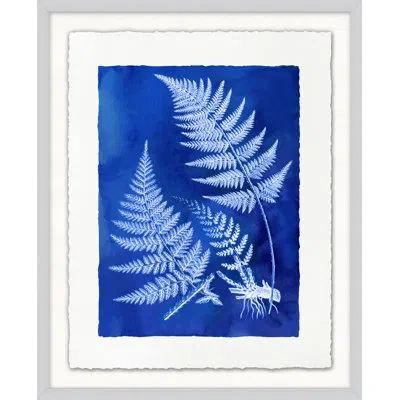 Wendover Art Group Fern Inspiration Indigo 1 By Lillian August - Picture Frame Painting On Paper In Blue;white