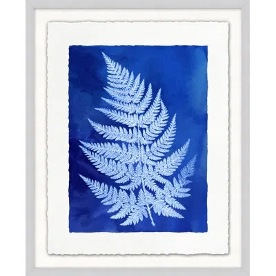Wendover Art Group Fern Inspiration Indigo 3 By Lillian August - Picture Frame Painting On Paper In Blue;white