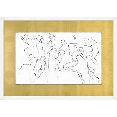 Wendover Art Group Figure Party 1 By Lillian August - Single Picture Frame Painting In Black;white;gold
