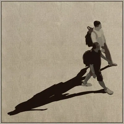 Wendover Art Group Figure Shadow 1 By Thom Filicia - Floater Frame Painting In Black;gray;ivory