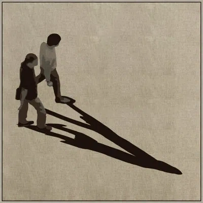 Wendover Art Group Figure Shadow 2 By Thom Filicia - Floater Frame Painting In Black;brown;tan