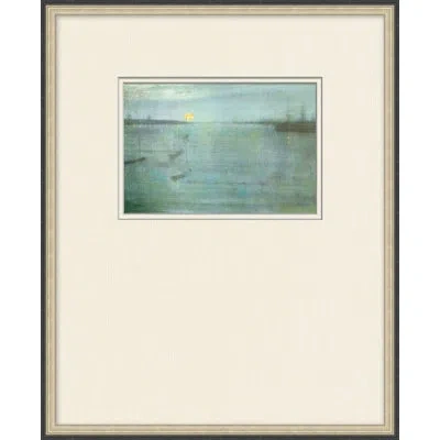 Wendover Art Group Fishing By Moonlight 2 - Picture Frame Painting On Paper In Blue;green