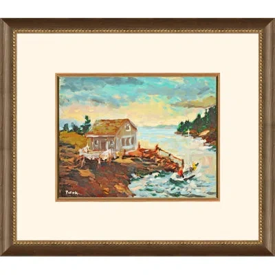 Wendover Art Group Fishing Cove - Picture Frame Painting On Paper In Blue;brown