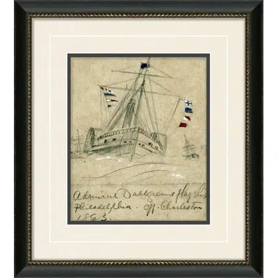 Wendover Art Group Flag Ship - Picture Frame Painting On Paper In Black;beige
