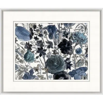 Wendover Art Group Floral Motif Study 4 - Picture Frame Painting On Paper In Blue;white