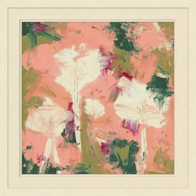 Wendover Art Group Flower Party 2 - Picture Frame Painting In Green;beige;pink